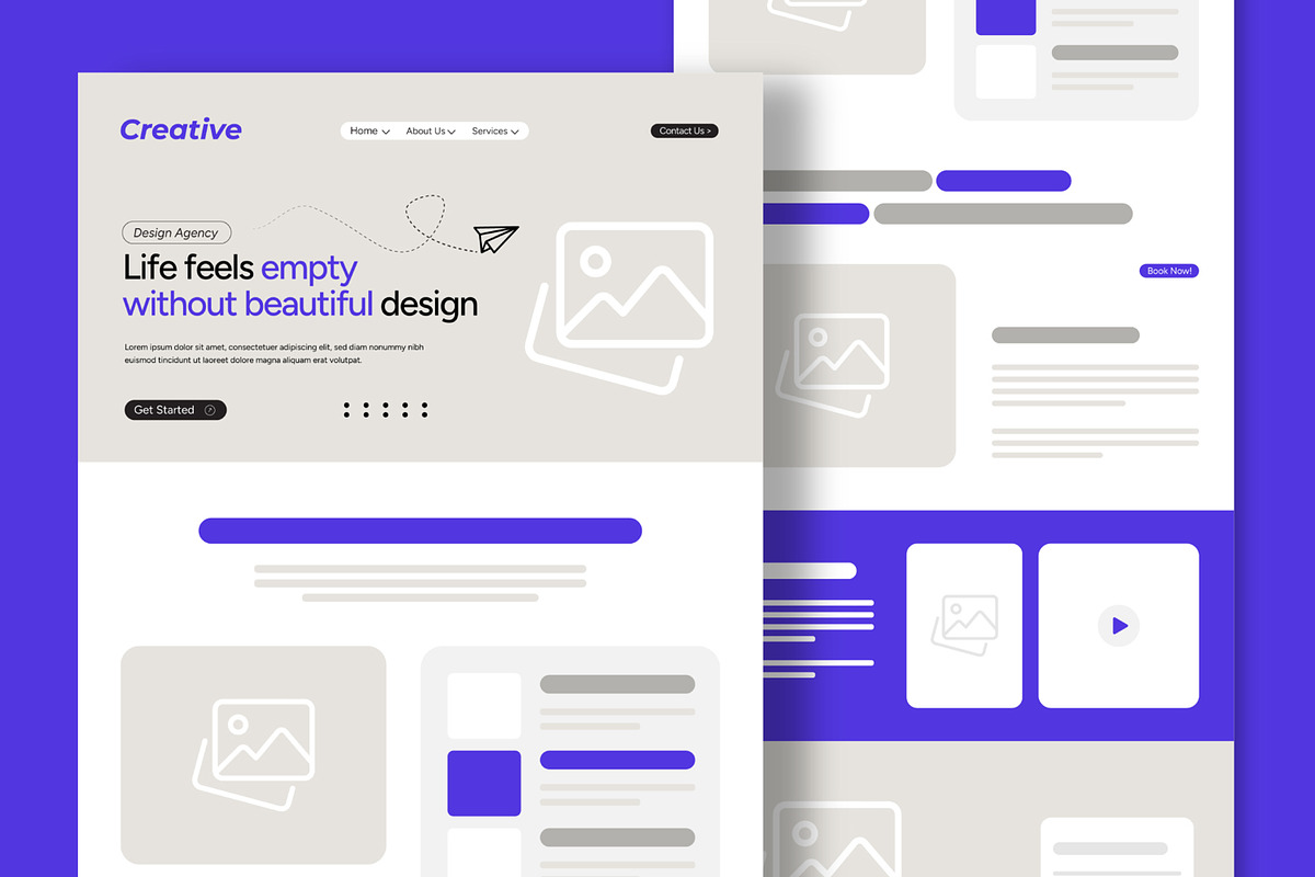 Landing Page Wireframe Template, a Landing Page Template by CreativeShaper (Photo 1 of 5)
