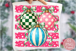 Coquette Christmas Ornaments PNG