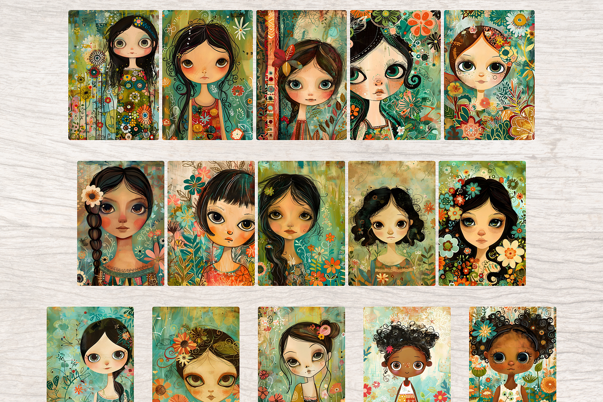 FLORAL WHIMSICAL GIRLS JUNK JOURNAL, a Person Illustration by Daring Digies (Photo 3 of 7)