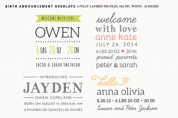 Birth Announcement Overlays - Set 2 preview 2