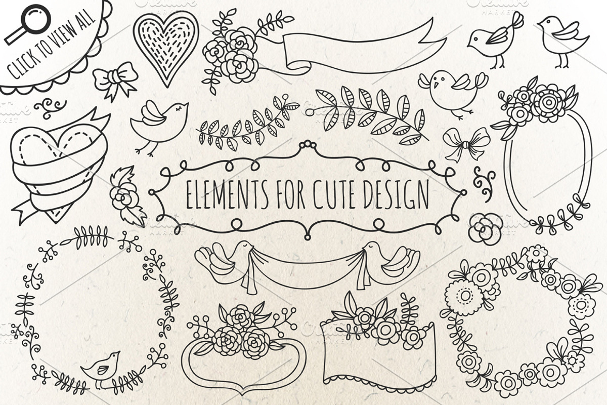 Elements for cute design, an Illustration by Redchocolate