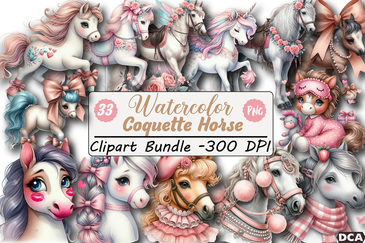 Coquette Horse Clipart, an Illustration by DreamCafeArt (Photo 1 of 6)
