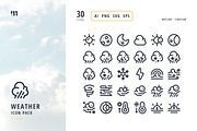 Weather Icon Set, an Outline Icon by microstd (Thumbnail 1 of 3)