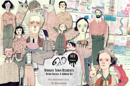 Whimsy Town Residents: Retro Clipart