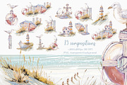 Seaside Memories Watercolor Set, an Illustration by Shabbypie (Thumbnail 4 of 17)