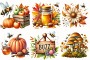 Watercolor Autumn Bee Garden Clipart, an Illustration by OK Design (Thumbnail 5 of 5)