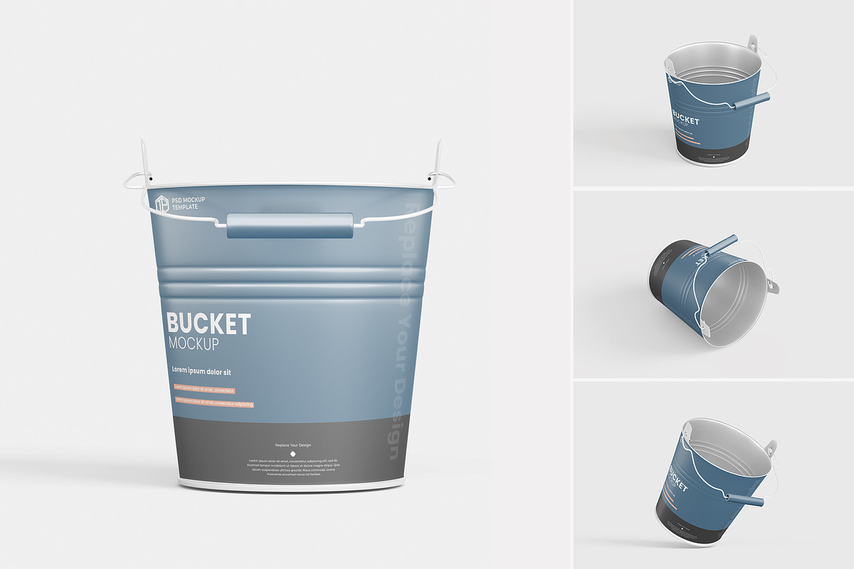 Metallic Bucket Mockup, a Packaging Mockup by tiyasprabawa (Photo 1 of 5)