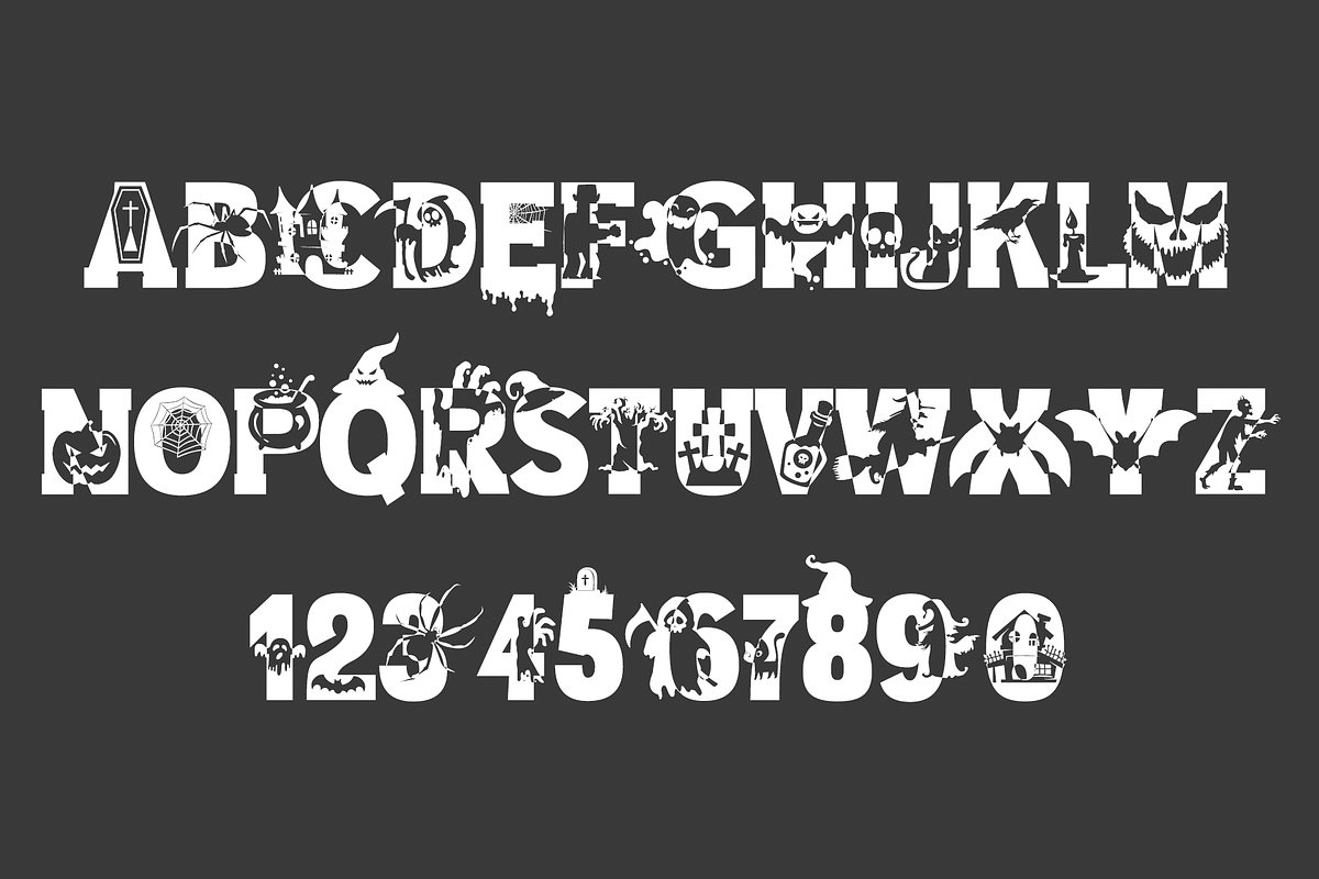 Halloween Silhouette Font, a Font by vladocar (Photo 3 of 7)