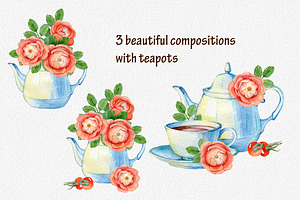 Watercolor Clipart Tea Time