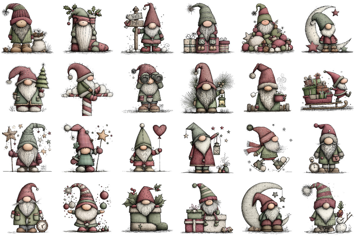 Whimsical Christmas Gnome Clipart, an Illustration by Sublimation Artist (Photo 2 of 6)