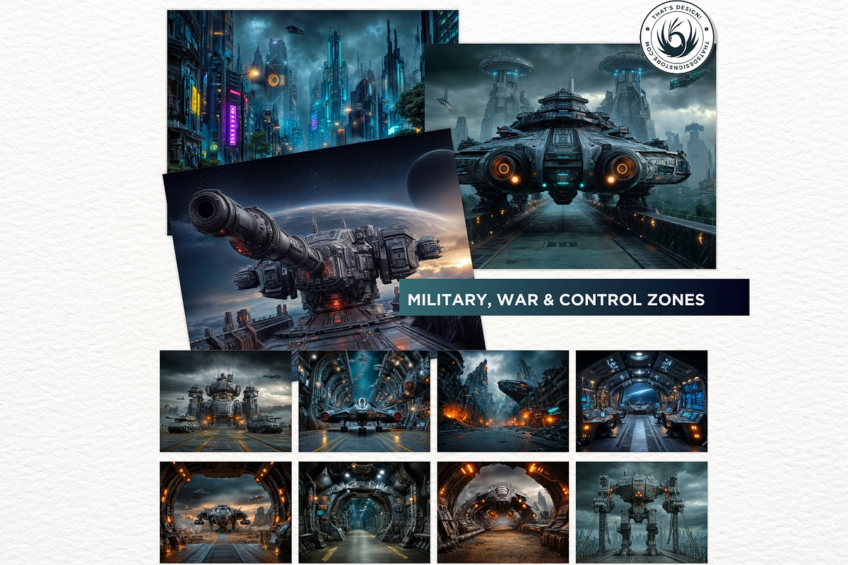 Sci-Fi Backdrops Digital Papers, a Decorative Illustration by ThatsDesignArt (Photo 8 of 14)