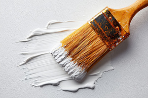 Paintbrush on textured white surface, an Industrial Photo by AlyaAnd