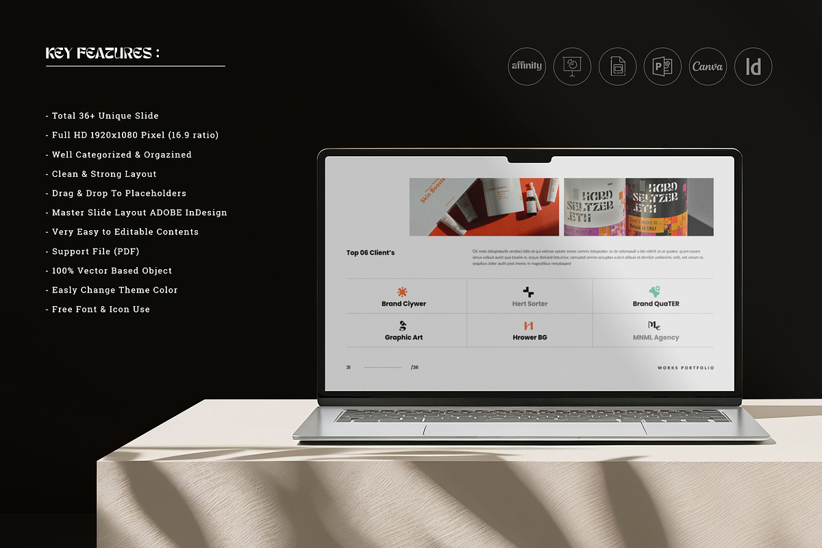 Portfolio Template InDesig & Canva, a Presentation Template by TemplateFolio-Shop (Photo 2 of 14)