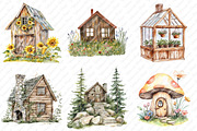 Watercolor Little Wooden House Clipa, an Illustration by Watercolor design (Thumbnail 4 of 12)