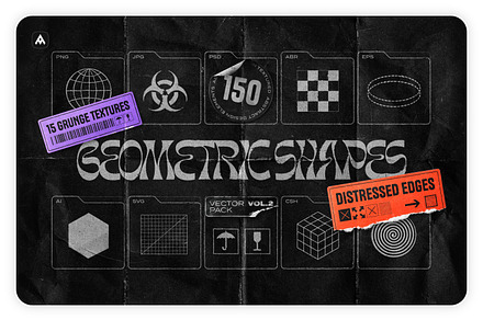 150 Geometric Distressed Shapes, an Object Graphic by Samolevsky
