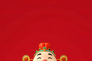 Cute Chinese God of Wealth Figurine