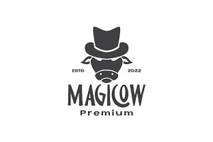 Cow With Magic Hat Logo Design