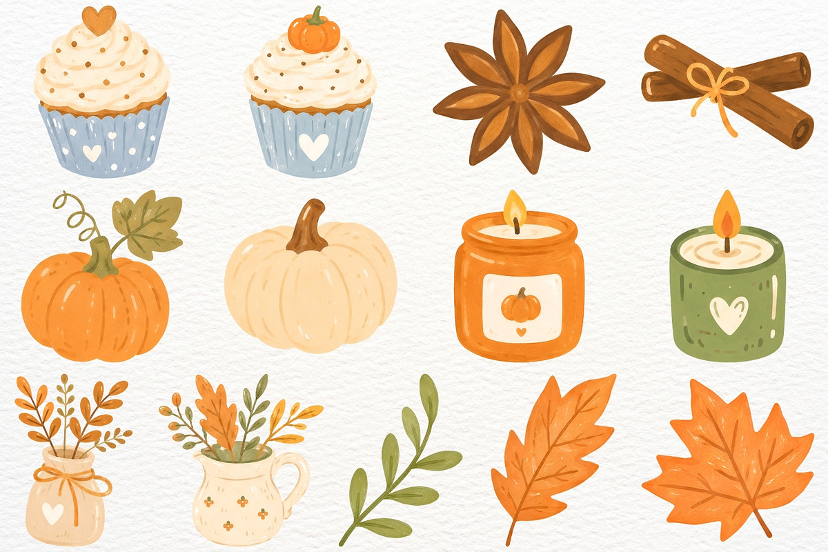 Pumpkin Spice Coffee Clipart Autumn, a Food Illustration by SugarCloudStudioArt (Photo 6 of 6)