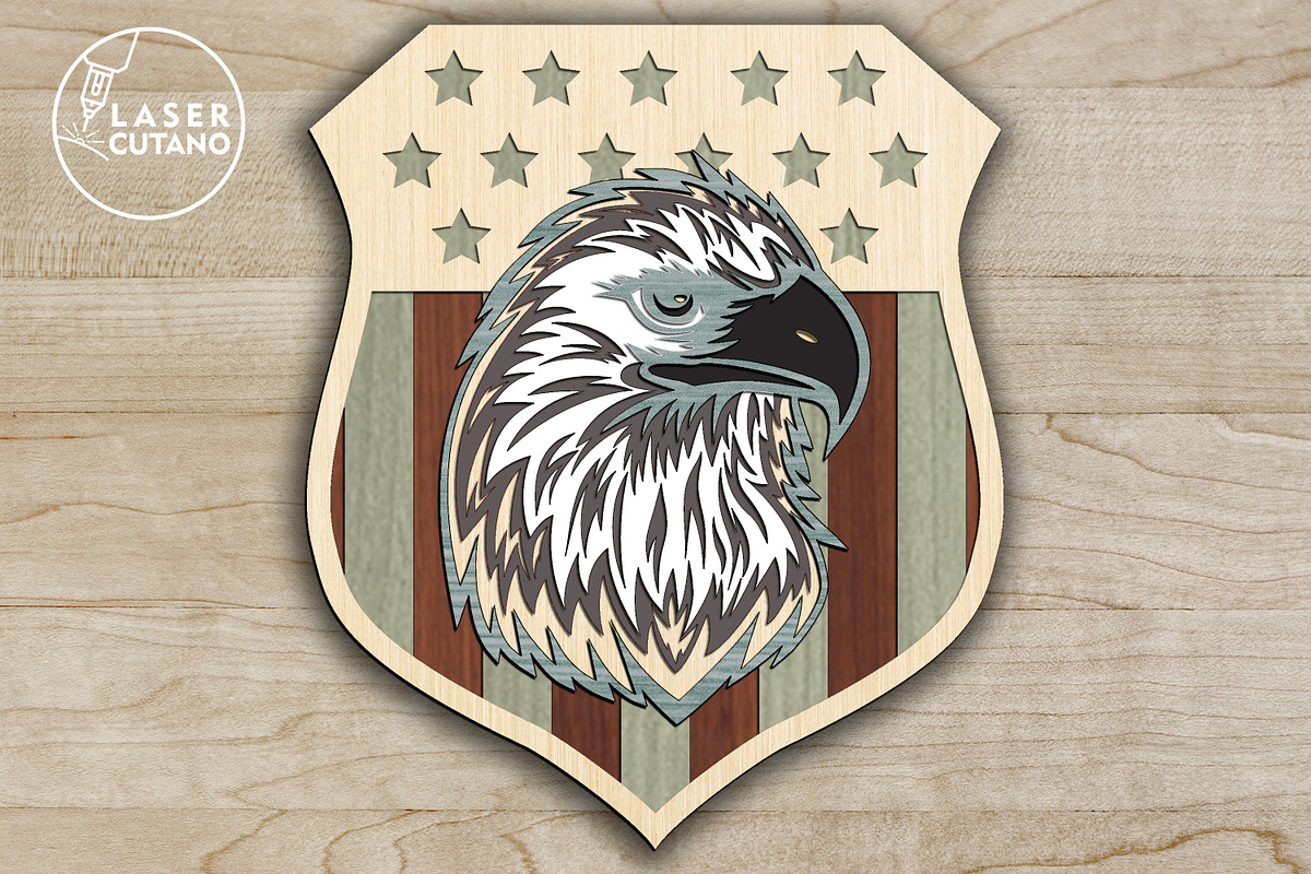 Eagle Multilayer Wall Decor,Cut File, a Templates & Theme by LaserCutano (Photo 2 of 7)