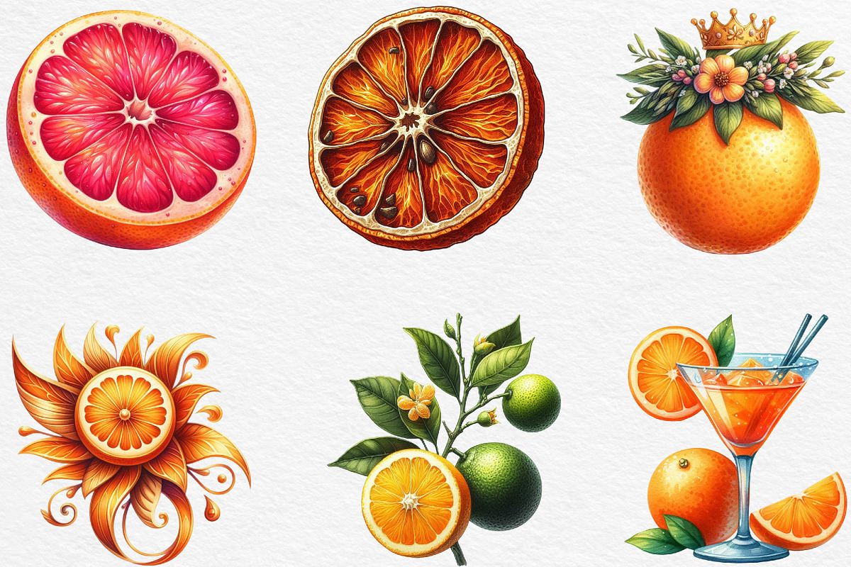 Watercolor Oranges Clipart, an Illustration by Black Bird Studio (Photo 4 of 6)