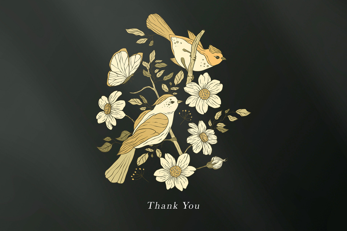Birds and Flowers Floral Bundle., a Decorative Illustration by Red Ink (Photo 10 of 10)