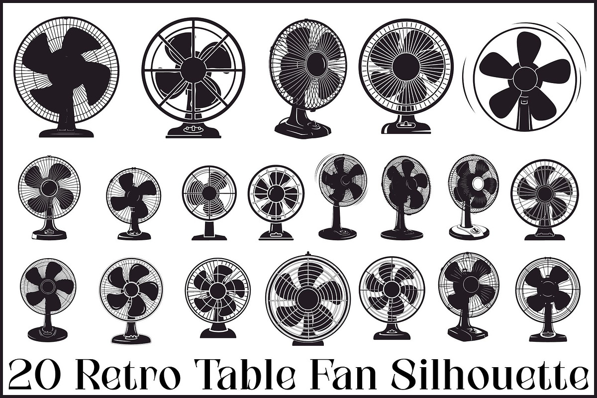 Retro Table Fan SVG Bundle, an Illustration by balal (Photo 1 of 12)
