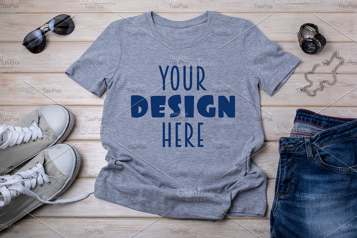 T-shirt mockup with black watch, an Advertising Mockup by TasiPas (Photo 2 of 4)