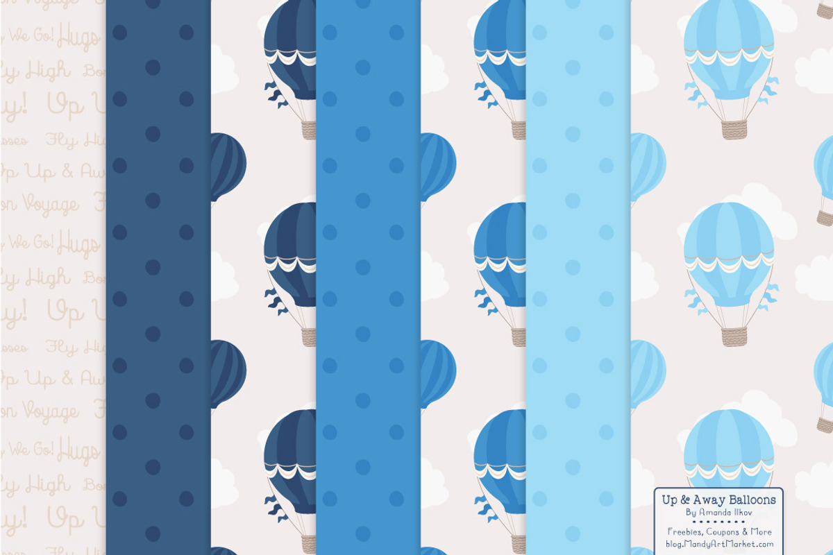 Shades of Blue Hot Air Balloons, an Illustration by Amanda Ilkov (Photo 5 of 5)