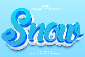 Snow PSD 3d Editable Text Effect