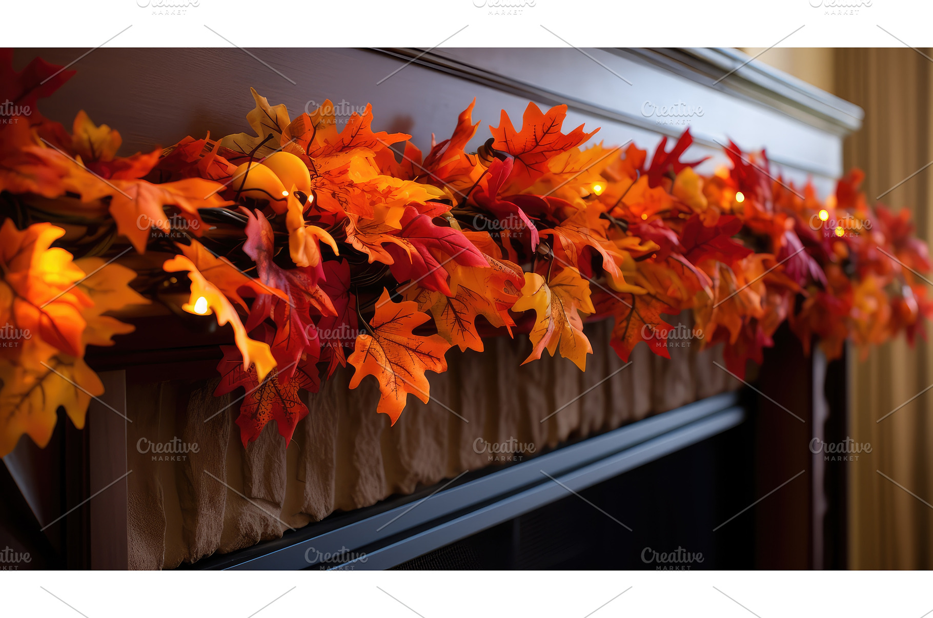 fireplace fall leaf garland ai, a Nature Photo by pikepicture