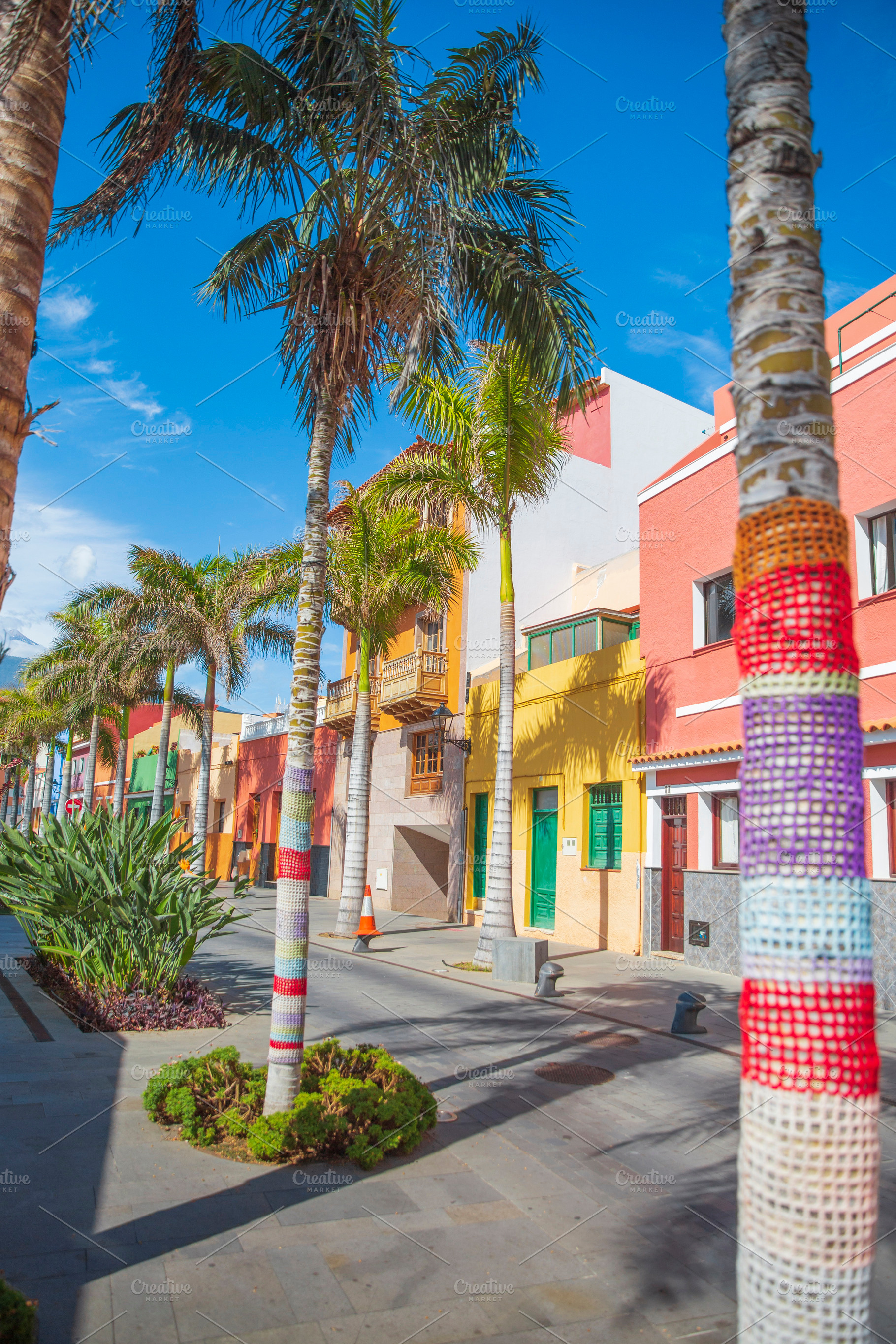Beautiful Canarian street in Puerto de la Cruz Tenerife with kni, a Photo by Pictures for you!!!!!!!!!