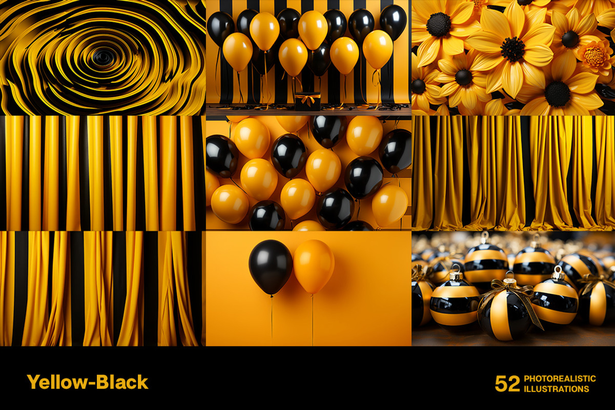 Yellow and Black World - 52 images, a Decorative Illustration by Handmadefont (Photo 7 of 13)