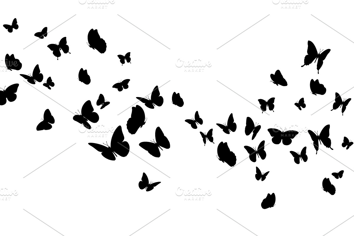 Black butterfly silhouettes, an Animal Illustration by Yayasya (Photo 2 of 3)