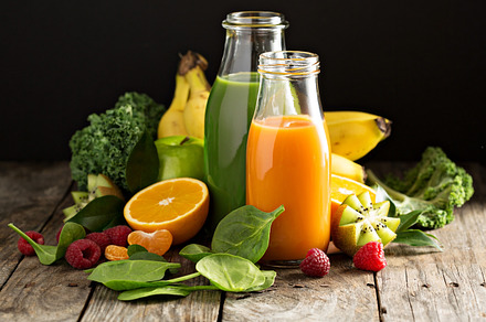 Variety of fresh vegetable and fruit juices stock photo containing variety, a Food & Drink Photo by farwasser