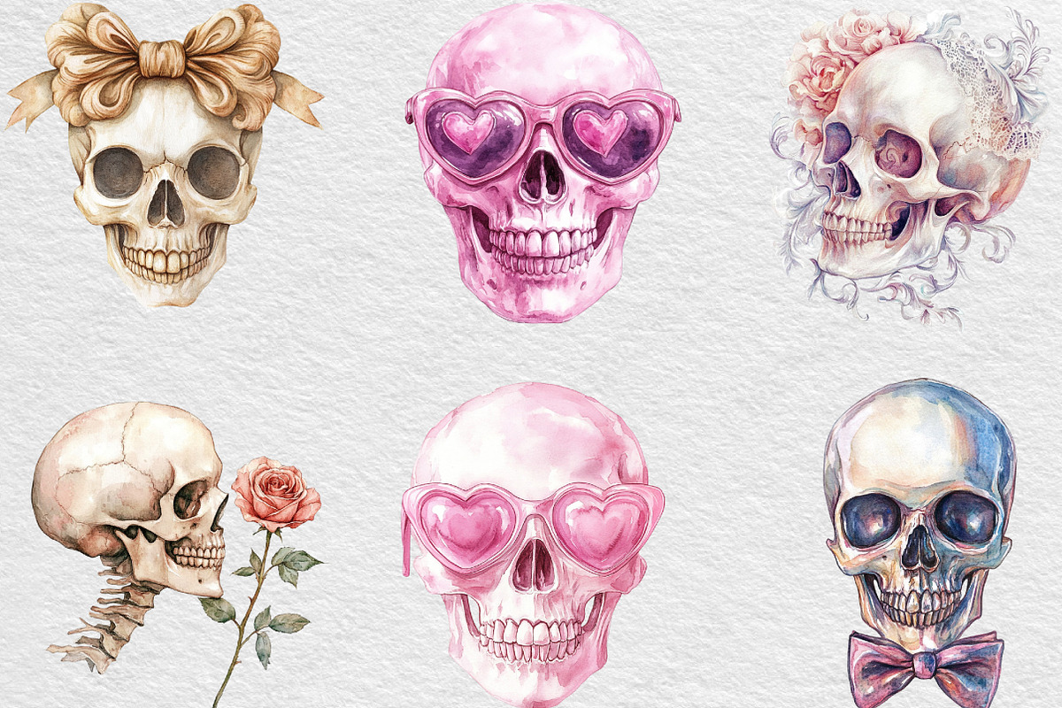 Coquette Skull Clipart PNG, an Illustration by Black Bird Studio (Photo 6 of 6)