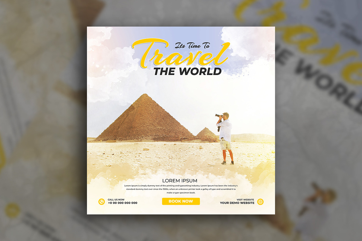 Travel social media post banner, a Social Media Template by Tanmoy Topu (Photo 7 of 11)