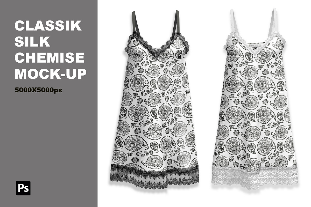 Classic silk chemise mockup., a Shirt Mockup by Irena Matiash shop (Photo 1 of 6)