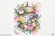 Vintage Floral Birdcage Bundle, an Illustration by Actual Pixel (Thumbnail 10 of 12)