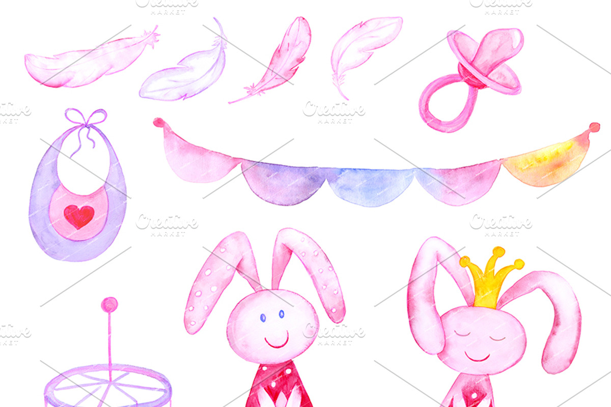 Baby Girl Watercolor clipart, an Illustration by AqwaColor (Photo 3 of 3)
