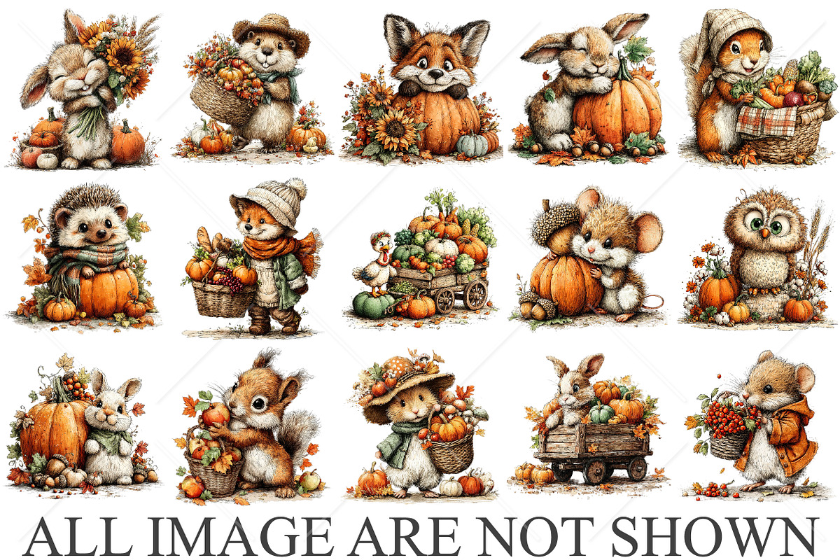Whimsical Thanksgiving Clipart PNG, a Seasonal Illustration by Canvas Craft (Photo 4 of 10)