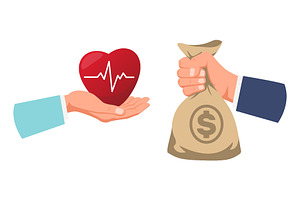 Doctors hand with heart and, a Finance Illustration by Vectorbuum