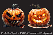 Creepy Pumpkin Character Watercolor, an Illustration by RobertsArt (Thumbnail 2 of 7)