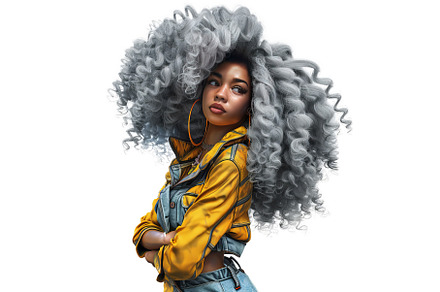 Stylish young woman with voluminous, a Beauty & Fashion Photo by Ylivdesign