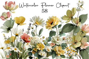 Watercolor Flower Clipart, an Illustration by DreamCafeArt