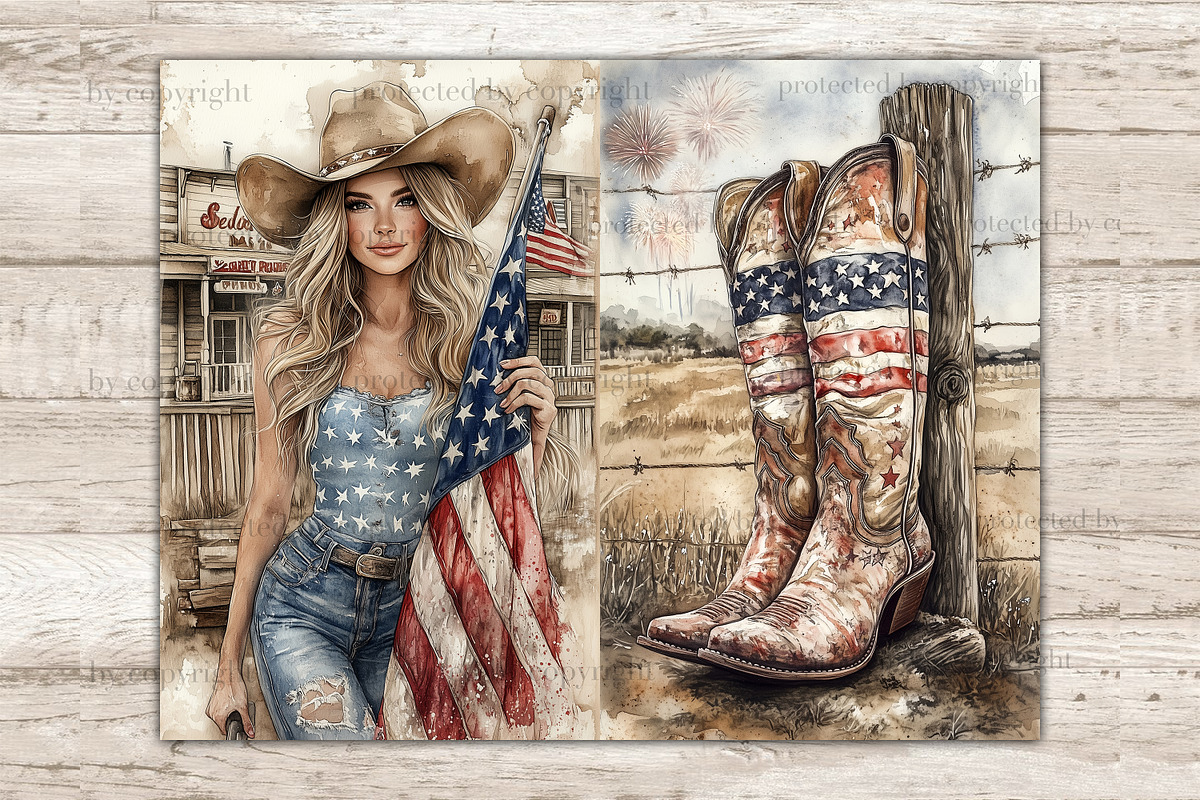 4th of July Junk Journal Pages, a Person Illustration by GlamArtZhanna (Photo 8 of 10)