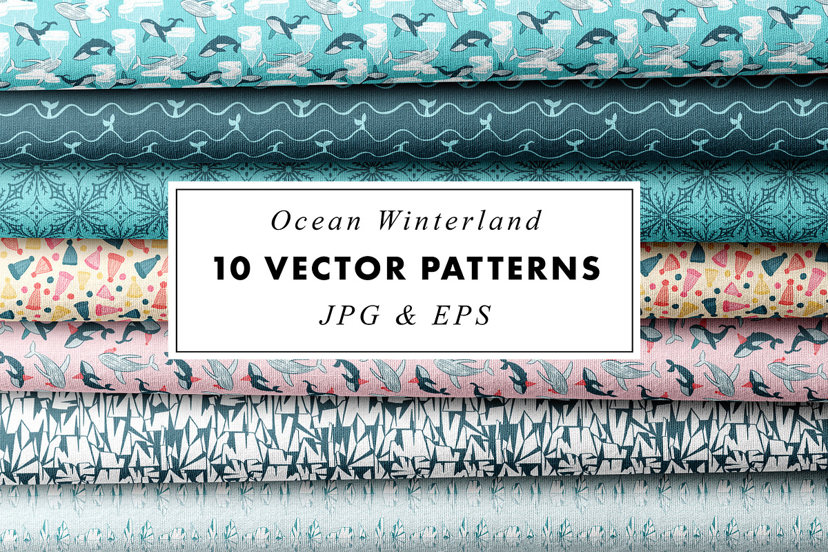 Ocean Winterland 10 Vector Patterns, a Pattern Graphic by Heartmade by Claudia (Photo 1 of 8)