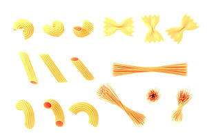 Pasta And Macaroni Icon Set. Italian