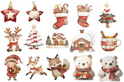 Watercolor Christmas clipart, an Illustration by Designworld (Thumbnail 2 of 5)