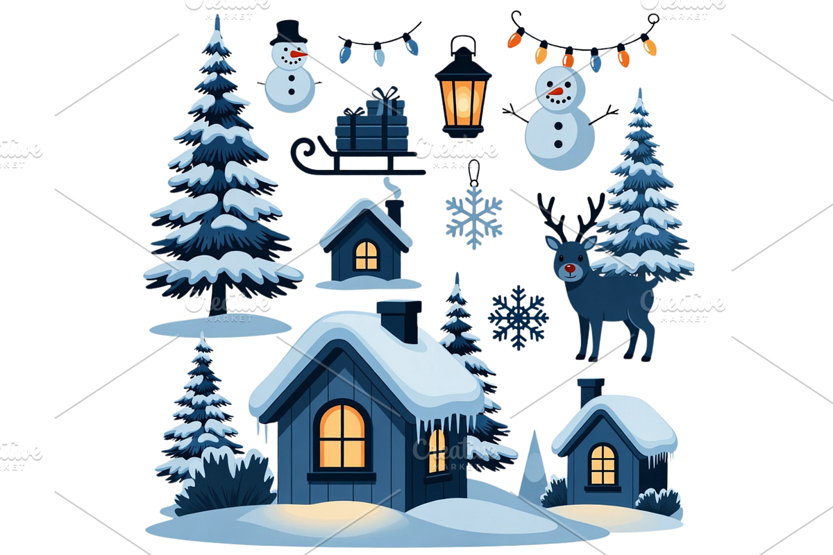 Christmas Winter Blue Snow clipart, a Seasonal Illustration by Creative design (Photo 5 of 7)