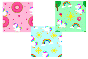 Set Of Cute Unicorn Vector